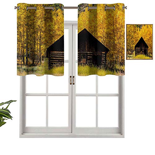 Hiiiman Cortinas cortas rectas con ojales para cocina, casa de campo en árbol de Aspen, juego de 2, 42 x 24 pulgadas para sala de estar Hiiiman Cortinas cortas rectas con ojales para cocina, casa de campo en árbol de Aspen, juego de 2, 42 x 24 pulgadas para sala de estar