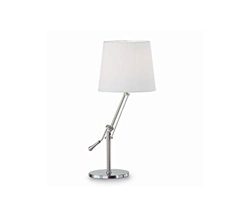 Ideal Lux REGOL TL1 NICKEL E27 Níquel, Color blanco lámpara de mesa - lámparas de mesa (Níquel, Color blanco, Tela, Metal, Dormitorio, Habitación de los niños, Salón comedor, Salón, IP20, II, E27)
