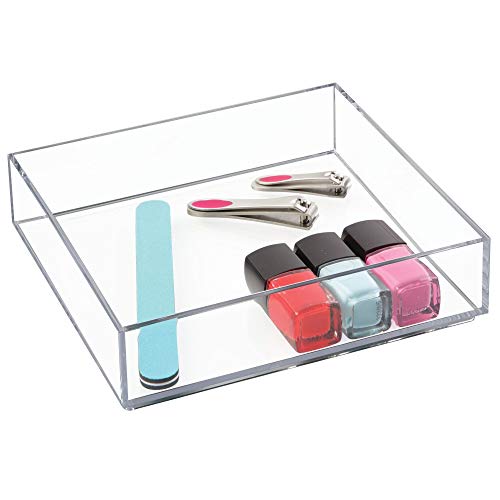 iDesign Organizador de maquillaje y cosméticos, organizador de cajones grande de plástico libre de BPA, caja apilable para baño, cocina y oficina, transparente