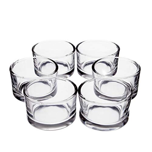 INNA-Glas 6X Pequeño Vaso de Cristal - Portavelas TAMIO, Transparente, 3,5cm, Ø 5cm - Vasito de Cristal - Vaso para Velas