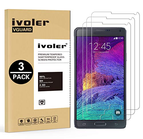 ivoler [3 Unidades] Protector de Pantalla Compatible con Samsung Galaxy Note 4, Cristal Vidrio Templado Premium [Dureza 9H] [Anti-Arañazos] [Sin Burbujas]