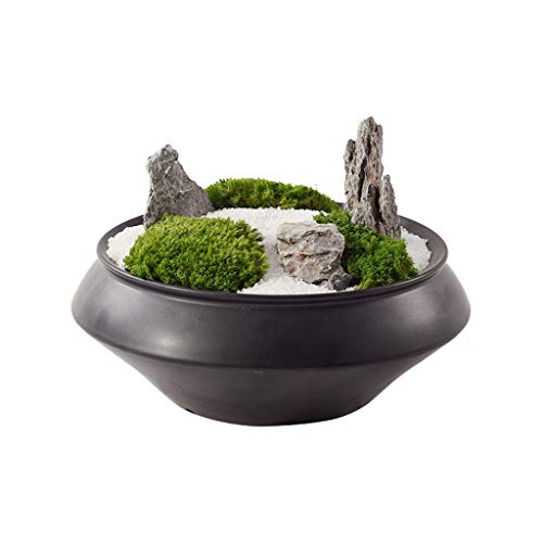 Jarrones modernos Planta verde piedra artificial Nuevo Chino Bonsai de simulación, gabinete lateral Tea Room suave musgo artificial en maceta Adornos, Home Hotel Artificial Grass Plant Simulation jarr