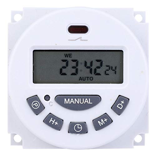 Jeanoko Interruptor de Control de Tiempo de Alta precisión Mini Interruptor de Tiempo Botón de Goma de 16 Grupos L701 Pantalla LCD Digital para electrodomésticos y farolas(220V)