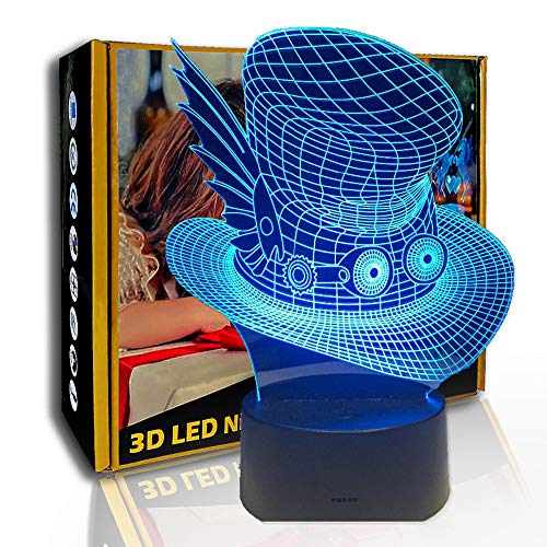 JINYI 3D Luz nocturna Creative Magic Hat, lámpara de ilusión óptica LED, F- Base de audio Bluetooth (5 colores), Lámpara infantil, Lámpara de decoración de oficina