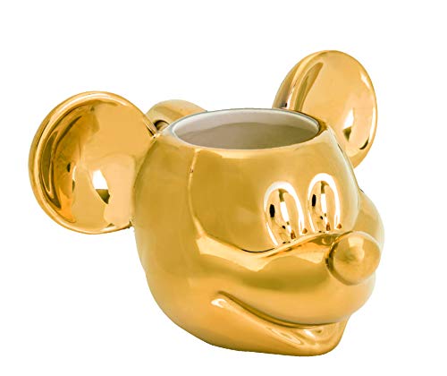 Joy Toy 62147 Mickey Mouse Deluxe 3d goldige Taza de cerámica (13,5 x 12 x 8,5 cm), color dorado