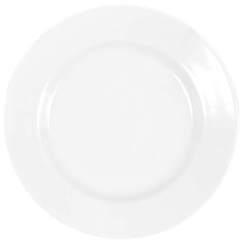 Juego de 12 platos planos de porcelana auténtica de 200 mm de diámetro, color blanco, también aptos para pintar (vajilla de mesa para gastronomía y hogar).