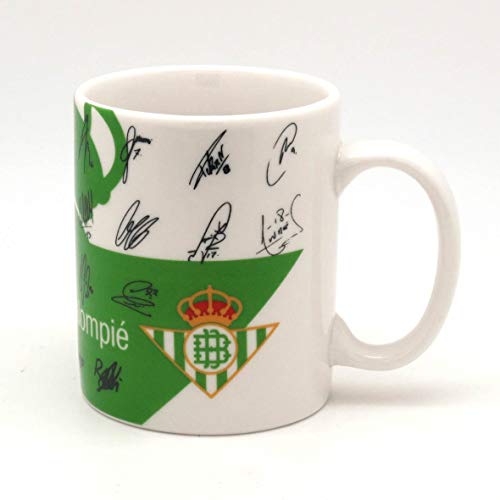 Jumi - Mug Taza de Ceramica Real Betis Balompié con firmas Jugadores - Producto Oficial - Color: Blanco y Verde - Real Betis Balompié