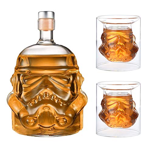 JUSSES - Jarra de whisky creativa transparente para Whisky, Vodka y vino, 1 botella Stormtrooper (750 ml) y Stormtrooper 2 vasos (8,5 x 9,5 x 9 cm) JUSSES - Jarra de whisky creativa transparente para Whisky, Vodka y vino, 1 botella Stormtrooper (750 ml) y Stormtrooper 2 vasos (8,5 x 9,5 x 9 cm)