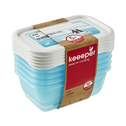 keeeper MIA Polar Botes para Alimentos, PP, Ice Blue (Transparent), 5X 500 ml, 5 Unidades
