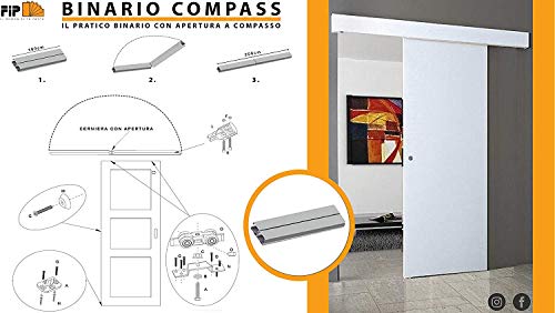 Kit de raíl para puerta corredera, 200 cm, capacidad de carga 70 kg Compass