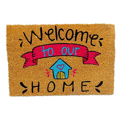 koko doormats felpudos Entrada casa Originales, Fibra de Coco y PVC, Felpudo Exterior Welcome TO Our Home, 40x60x1.5 cm | Alfombra Entrada casa Exterior | Felpudos Divertidos para Puerta