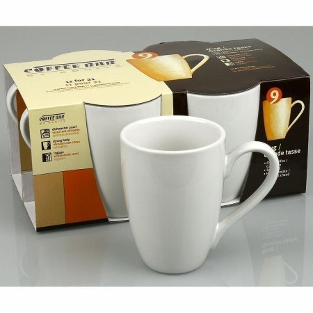 Konitz Konitz - Juego de 4 tazas de café (295 ml), color blanco