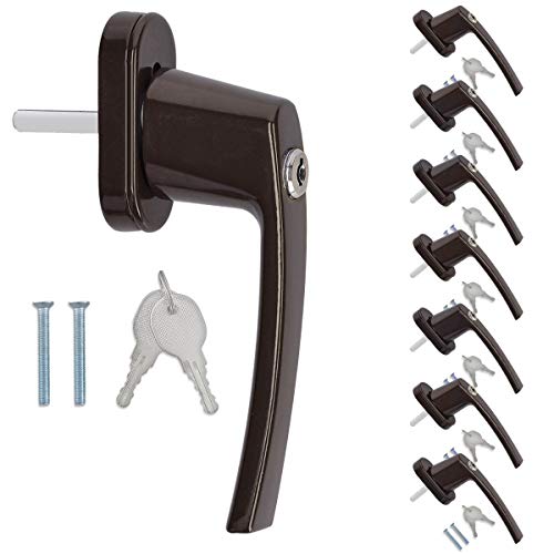 kwmobile 8x pomo de puerta con llave - Manilla puerta con cerrojo - Manija de seguridad para ventana corredera - Pasador 35MM RAL 8019 color marrón kwmobile 8x pomo de puerta con llave - Manilla puerta con cerrojo - Manija de seguridad para ventana corredera - Pasador 35MM RAL 8019 color marrón
