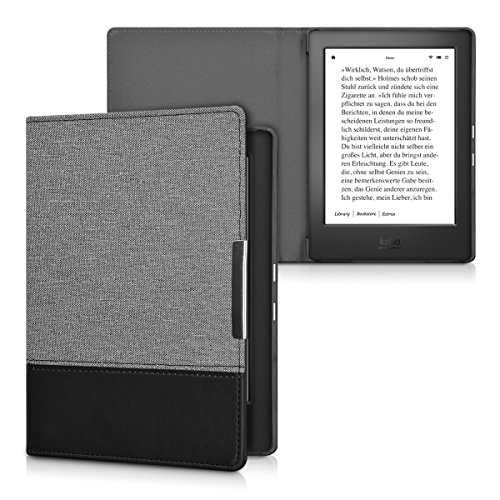 kwmobile Funda de e-Book Compatible con Kobo Aura H2O Edition 1 -Case de Cuero sintético Gris Oscuro/Negro