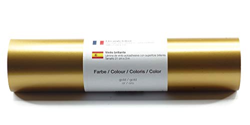 Lámina de plotter autoadhesiva lámina de vinilo 21 cm x 3 m brillo 39 colores a elegir, Glänzend L-Serie:Oro