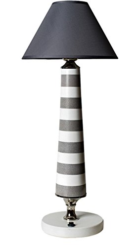 Lámpara de sobremesa de columna cónica bicolor elaborada en mármol técnico modelo Soria (Blanco Gris)