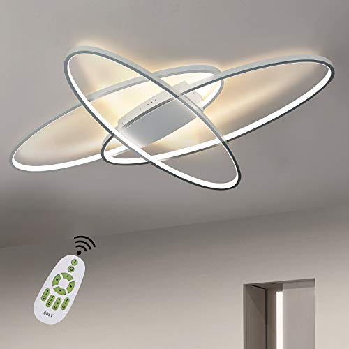 Lámpara de techo LED regulable Lámpara de sala blanca moderna Blanco cálido/blanco neutro/blanco frío 75W interior Iluminación de techo decorativa para sala de estar, dormitorio, cocina y oficina Lámpara de techo LED regulable Lámpara de sala blanca moderna Blanco cálido/blanco neutro/blanco frío 75W interior Iluminación de techo decorativa para sala de estar, dormitorio, cocina y oficina