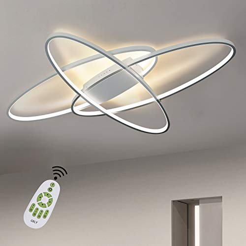 Lámpara de techo LED regulable Lámpara de sala blanca moderna Blanco cálido/blanco neutro/blanco frío 75W interior Iluminación de techo decorativa para sala de estar, dormitorio, cocina y oficina