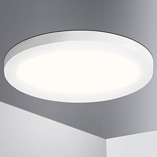 Lámpara LED de techo Lumare de 18W, extra plana redonda, 1460 lm 225 mm equivalente a 120 W, IP44 lámpara de techo para salón, cuarto de baño, cocina, pasillo, sótano, baño, blanco cálido