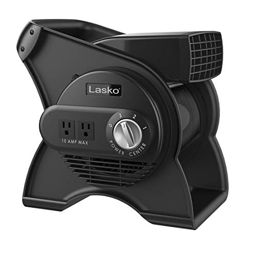 Lasko U12104 - Ventilador de alta velocidad para refrigeración, ventilación, agotamiento y secado en casa, sitio de trabajo y taller de trabajo, color negro 12104