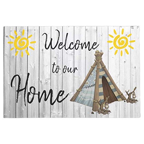 LDHHZ Welcome to Our Home - Felpudo (40 x 60 cm), diseño de texto "Welcome to Our Home"