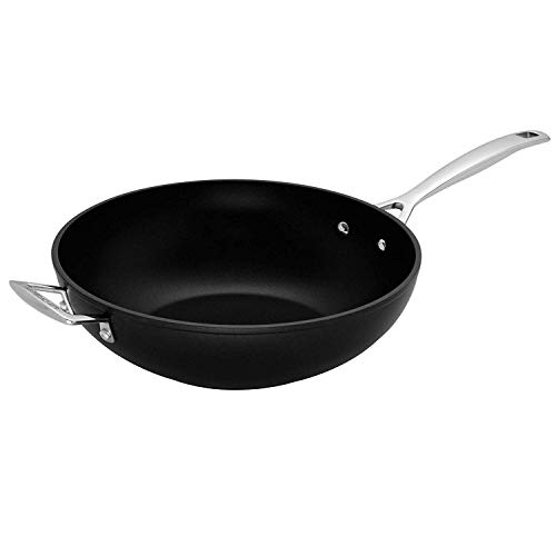 Le Creuset Sartén wok de aluminio antiadherente, Ø 30 cm, Libre de PFOA, Para todas las fuentes de calor, incluso la inducción, Antracita/Plateado