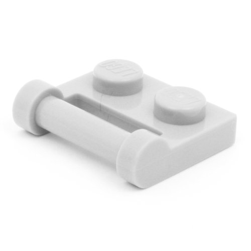 LEGO Bricks - Plancha con Enganche para Clip Cerrado (20 Unidades, 1 x 2 pivotes), Color Gris Claro Nuevo