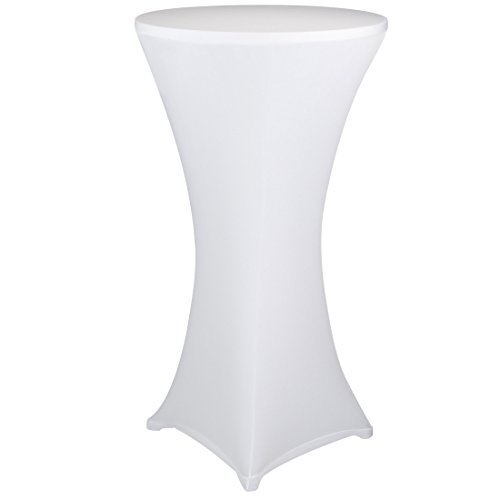 Levivo Funda para mesa alta, elástica, funda para mesas altas, mantel de mesa, mantel para mesa alta, protección para mesa alta, funda de bistró, funda elástica, blanco, tamaño S, Ø 70 cm x alt. 90 cm