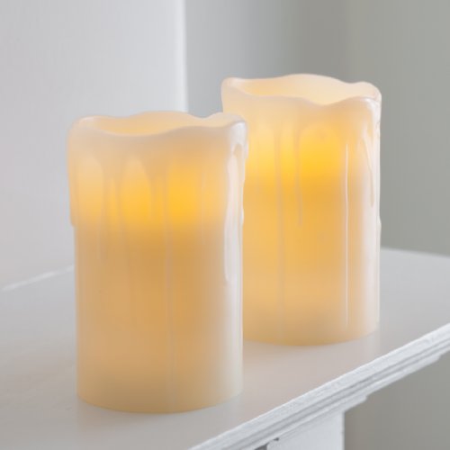 Lights4fun - Conjunto de 2 Velas LED de Cera con Temporizador para Uso en Interiores