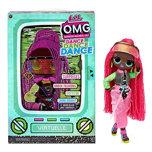 L.O.L. Surprise! OMG Dance Dance Dance Muñeca Virtuelle - Incluye 15 Sorpresas, Luz Negra Mágica, Zapatos, Cepillo para el Pelo, Soporte para Muñecas y Paquete TV