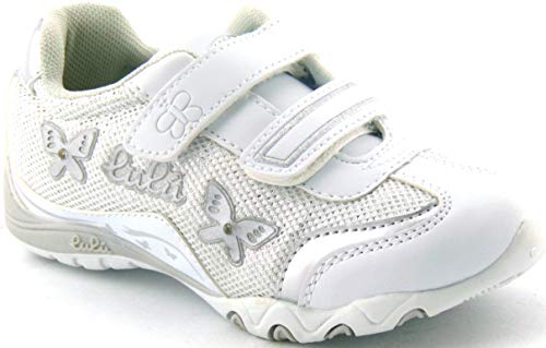 LULU LS040053 - Zapatillas de verano para niña, piel, tejido blanco LED, velcro Blanco Size: 34 EU