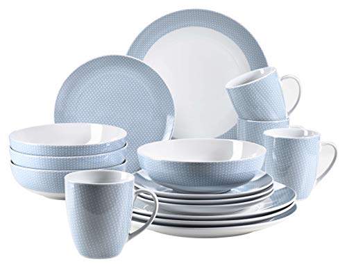 MÄSER 931564 Kitchen Time II - Vajilla para 4 personas (porcelana, 16 piezas), color azul pastel