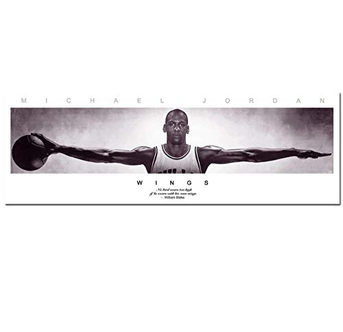 Michael Jordan Wings Baloncesto Arte Tela de Seda Impresión de póster 50x150 cm Imagen de la Pared Decoración de la Sala de Estar en el hogar Sin Marco