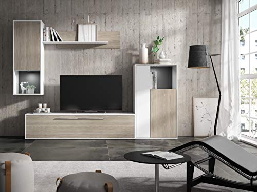 Miroytengo Mueble salón Legos 3 módulos 1 estantería Color Blanco y Sable Comedor Moderno 210x250x40 cm Miroytengo Mueble salón Legos 3 módulos 1 estantería Color Blanco y Sable Comedor Moderno 210x250x40 cm