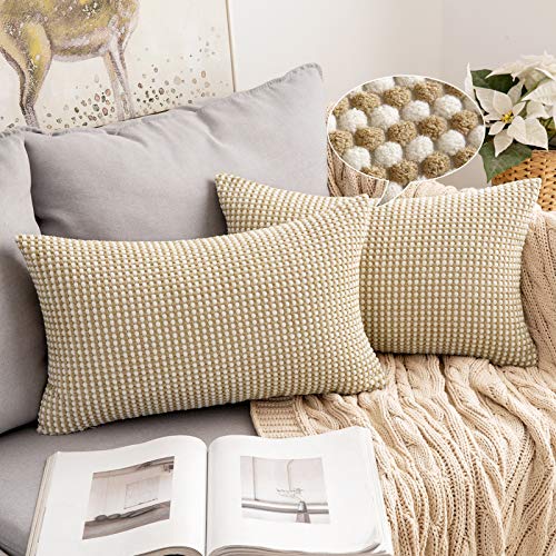 MIULEE 2 Piezas Fundas de Cojines Diseño Granulado Fundas de Almohada con Cremallera Invisible Protectores Poliéster Modernos Decorativa para Cama Sofa Dormitorio Hogar 30 x 50cm Marrón y Blanco