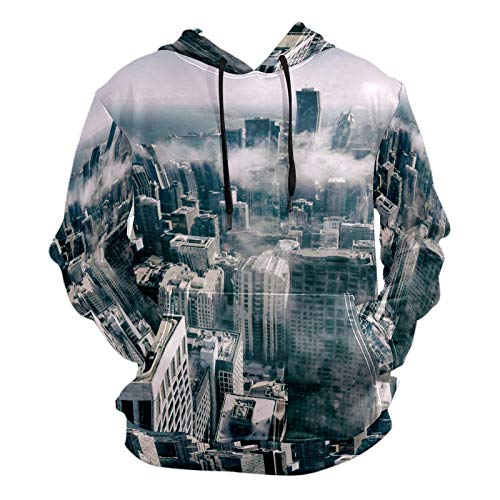 Moda 3D impresión aérea apartamento ciudad patrón unisex suéter fresco sudaderas con bolsillo canguro para hombres y mujeres