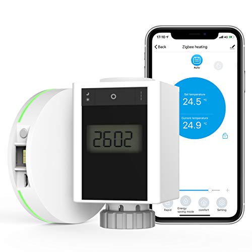 MoKo Termostato de Radiador Inteligente & Zigbee y Puerta de Enlace Set con WiFi APP Control Remoto, Válvula Termostato de Calefacción con Ahorro de Energía Sistema, Compatible con Alexa Google Home