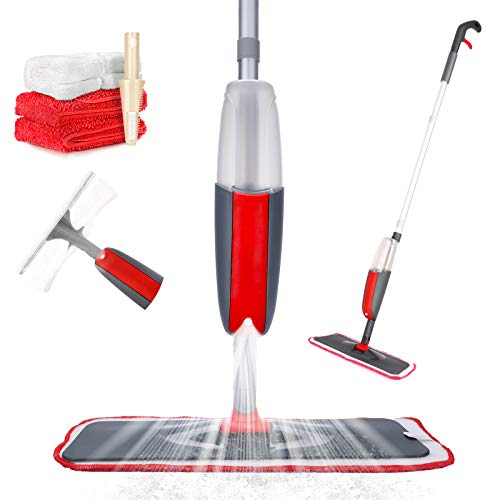 Mopa con Pulverizador, AIGLAM Spray Mop Trapeador Giratorio de Microfibra Giratorio de 360 Grados para Pisos y Ventanas con 4 Almohadillas Reutilizables para Madera Dura y 1 Rasqueta de Ducha Mopa con Pulverizador, AIGLAM Spray Mop Trapeador Giratorio de Microfibra Giratorio de 360 Grados para Pisos y Ventanas con 4 Almohadillas Reutilizables para Madera Dura y 1 Rasqueta de Ducha