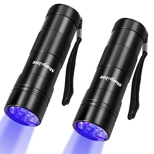 morpilot UV Linterna 2PCS 12 LED 395 nm Linterna Ultravioleta UV Flashlight Mini Detector de Antorcha para Detectar Manchas con Concha Negra