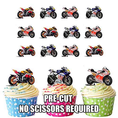 Moto GP Ducati motos Honda Yamaha de mezcla de 12 decoraciones de primeros de la torta de la taza de oblea comestible