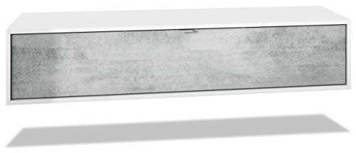 Mueble televisor Lana 140 Mueble de Pared para televisión 140 x 29 x 37 cm, Cuerpo en Blanco Mate, Frentes en Hormigón Oxidado | Gran Variedad de Colores Mueble televisor Lana 140 Mueble de Pared para televisión 140 x 29 x 37 cm, Cuerpo en Blanco Mate, Frentes en Hormigón Oxidado | Gran Variedad de Colores