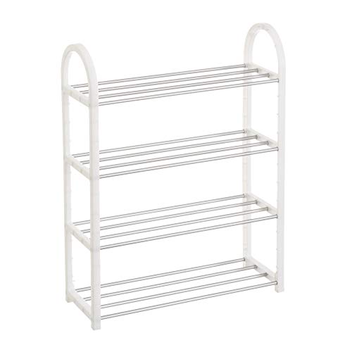 Mueble Zapatero de 4 baldas de plástico Blanco Moderno para Dormitorio 50 X 19 X 65 CM Mueble Zapatero de 4 baldas de plástico Blanco Moderno para Dormitorio 50 X 19 X 65 CM