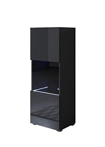 muebles bonitos Vitrina Modelo Luke V3 (40x128cm) Color Negro con Patas estándar