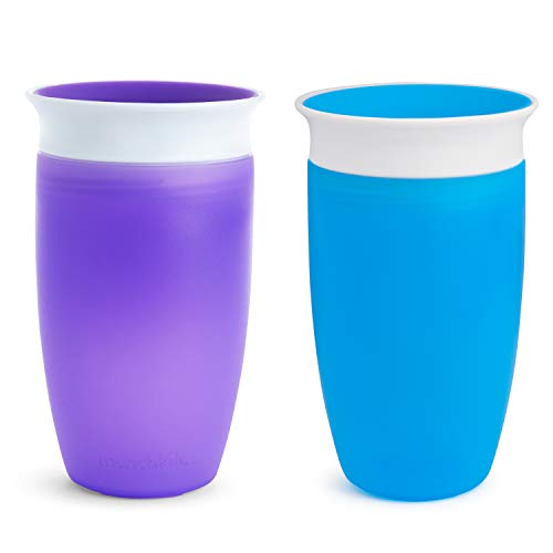 Munchkin Miracle 360° Set de 2 Vasos de Entrenamiento, Azul/Morado (Blue/Purple), 2 x 296 ml