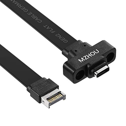 MZHOU USB 3.1 encabezado del Panel Frontal al Cable de extensión del zócalo USB-C Tipo-C, Cable de extensión USB 3.1 USB-C, 30 cm, con Tornillo para el encabezado de Montaje del Panel Frontal (X1)