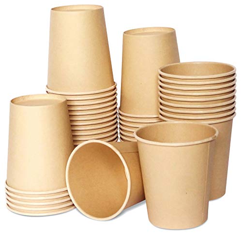Natooz Vasos desechables para café para llevar, ecológicos, 50 vasos de papel de 200 ml, 200 ml, vasos de cartón para bebidas calientes y frías, vasos desechables