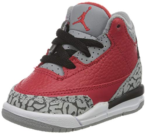Nike Jordan 3 Retro Se (TD), Zapatillas de básquetbol Niños, Fire Red/Fire Red/Cement Grey/Black, 18.5 EU
