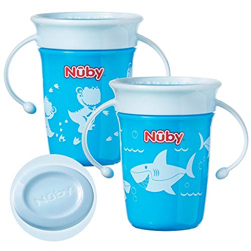 Nuby No derrames taza de 360 grados, Mini, pack de 2 [colores surtidos]