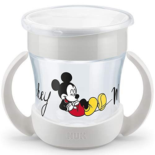 NUK Disney Mini Magic Cup - Vaso para aprender a beber | borde antigoteo 360° | asas prácticas | 160 ml | sin BPA | 6 meses | Mickey Mouse (gris)