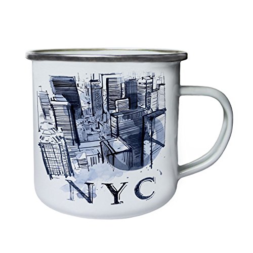 NYC Nueva York edificios silueta Retro, lata, taza del esmalte 10oz/280ml aa916e